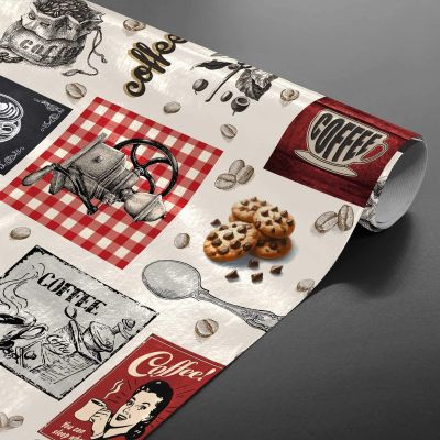 Toile cirée au mètre - Largeur 140 cm - Coffee time