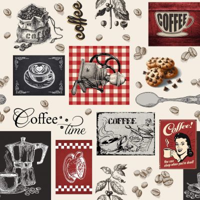 Toile cirée au mètre - Largeur 140 cm - Coffee time