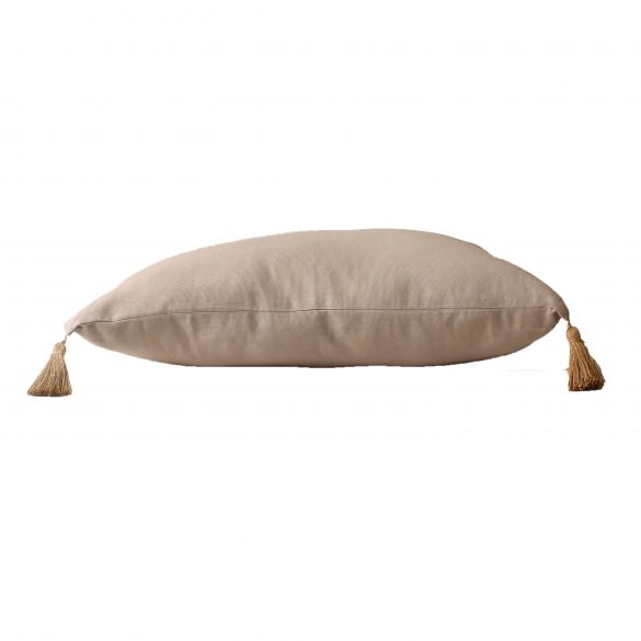 Coussin Panama avec pompons jute 50x70 cm