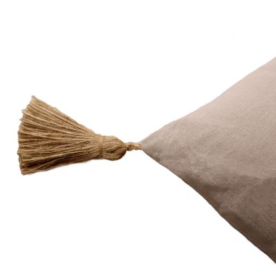 Coussin Panama avec pompons jute 50x70 cm