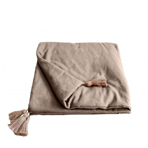 Edredon PANAMA avec pompons jute 90x190 cm Edredon PANAMA avec pompons jute 90x190 cm