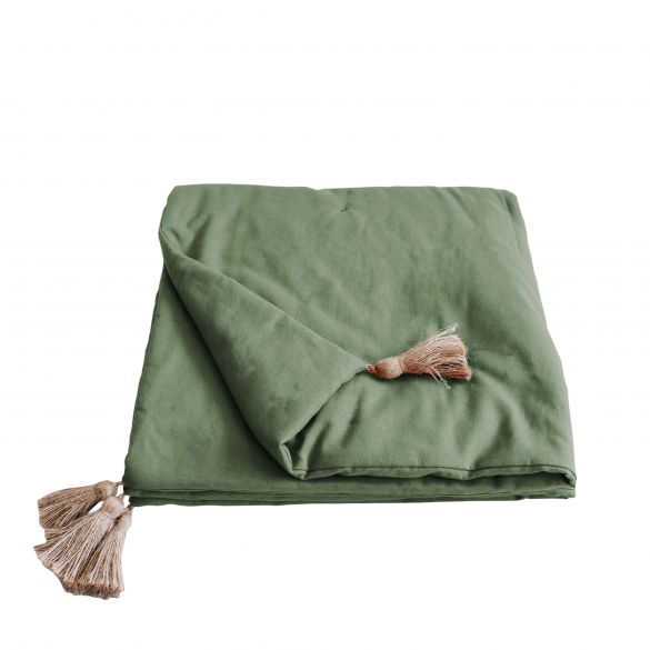 Edredon PANAMA avec pompons jute 90x190 cm Edredon PANAMA avec pompons jute 90x190 cm