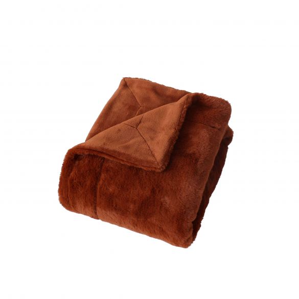 Plaid effet fourrure double flanelle 125x150 cm Plaid effet fourrure double flanelle 125x150 cm