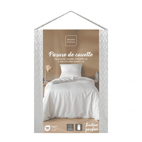 Housse de couette - 140 x 200 cm + taie - Gaufrée