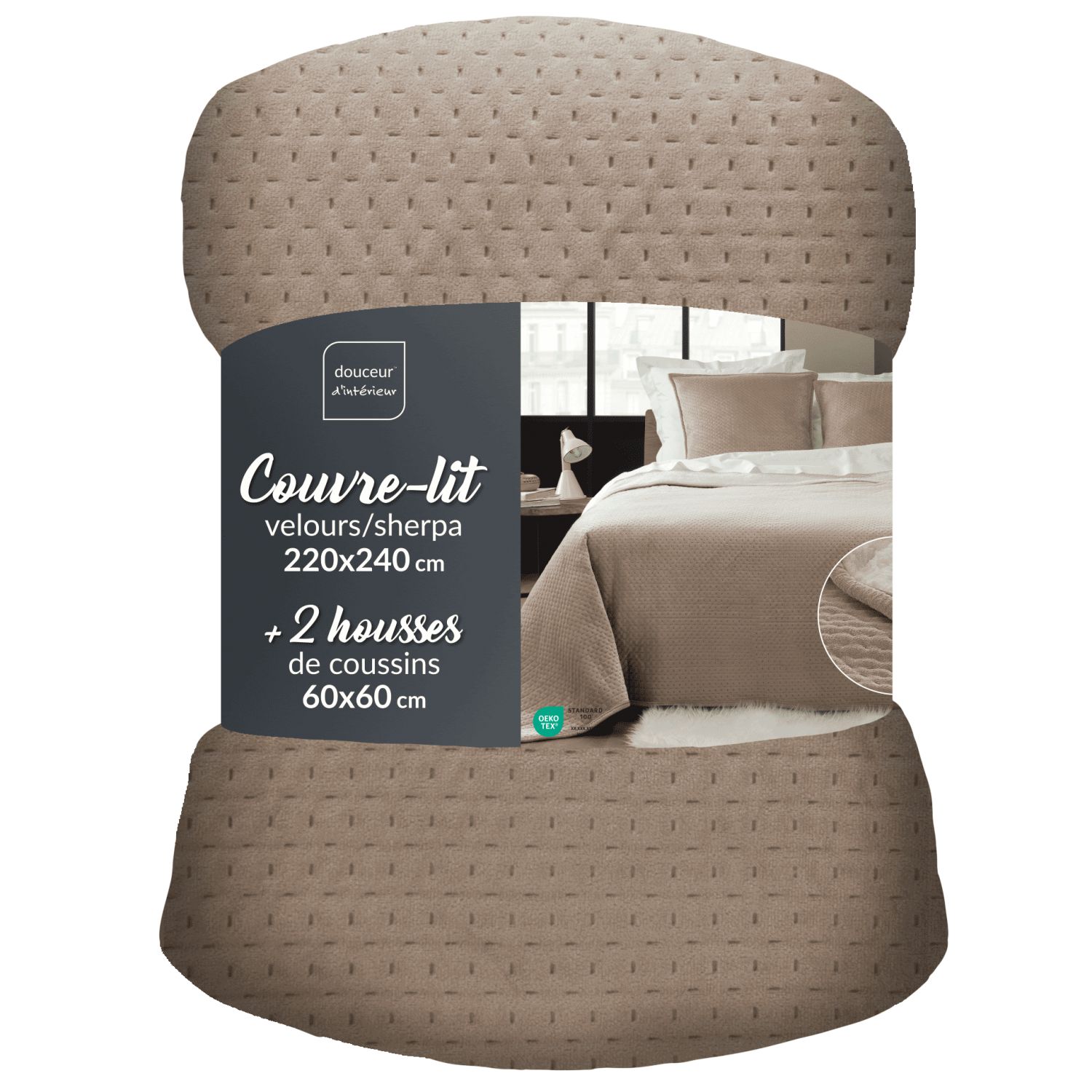 Couvre lit matelassé - 220 x 240 cm + taies - Effet velours - Imagen 11 de 11