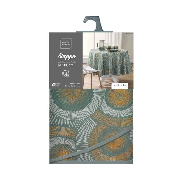 Nappe antitache ronde - Diamètre 180 cm - Imprimé métallisé