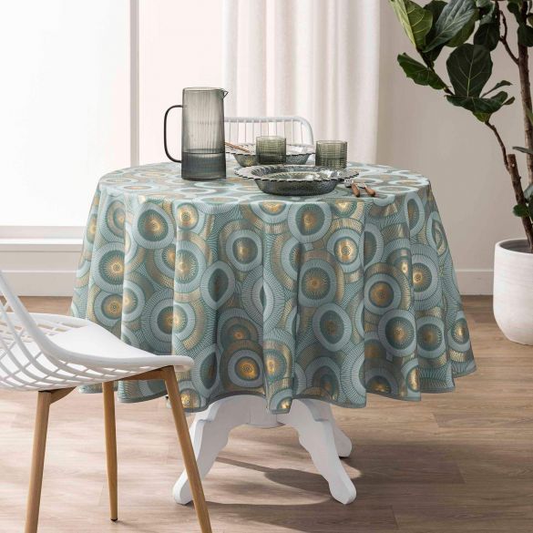 Nappe antitache ronde - Diamètre 180 cm - Imprimé métallisé