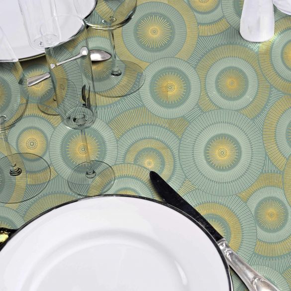 Nappe antitache ronde - Diamètre 180 cm - Imprimé métallisé