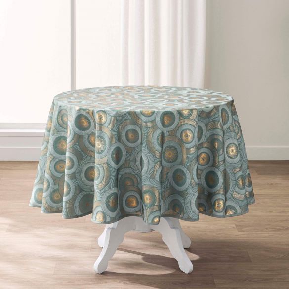 Nappe antitache ronde - Diamètre 180 cm - Imprimé métallisé