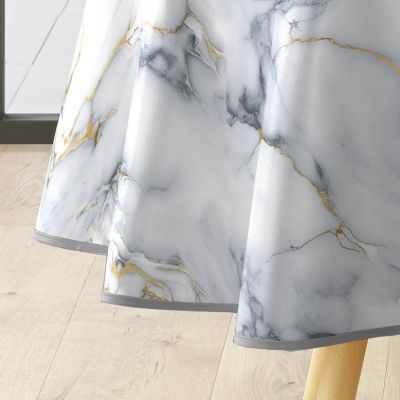 Toile cirée ronde - Diamètre 160 cm - Marquina métallisé