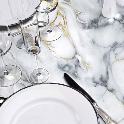 Toile cirée ronde - Diamètre 160 cm - Marquina métallisé