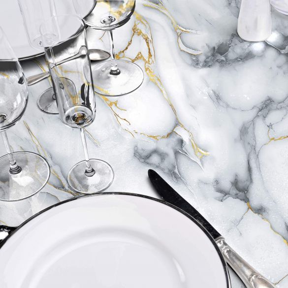 Toile cirée ronde - Diamètre 160 cm - Marquina métallisé