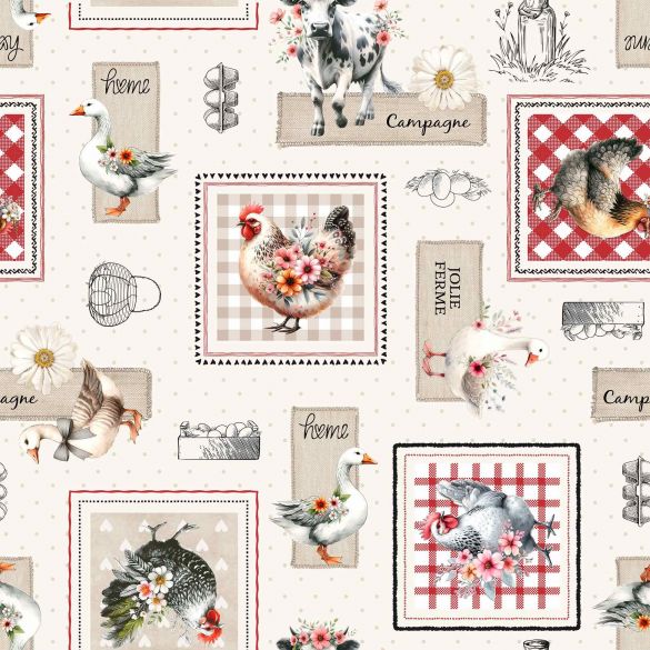 Toile cirée au mètre - Largeur 140 cm - Jolie ferme Toile cirée au mètre - Largeur 140 cm - Jolie ferme