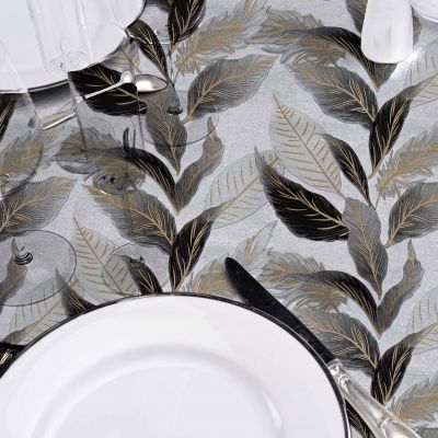 Toile cirée ronde - Diamètre 160 cm - Oralia métallisé