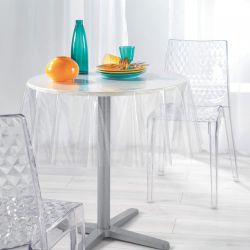 Nappe ronde transparente - Diamètre 140 cm - Paillettes argent