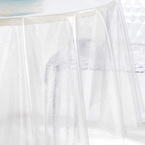 Nappe ronde transparente - Diamètre 140 cm - Paillettes argent