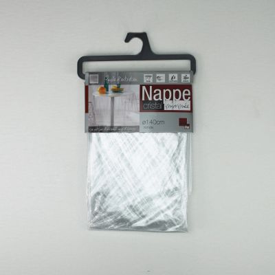 Nappe ronde transparente - Diamètre 140 cm - Paillettes argent