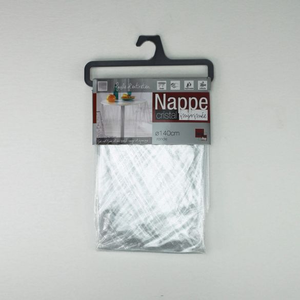 Nappe ronde transparente - Diamètre 140 cm - Paillettes argent