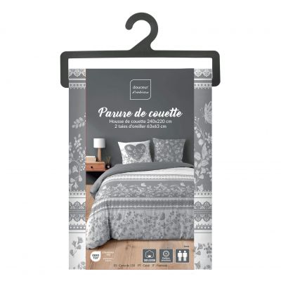 Housse de couette 220x240 cm + taies - Gris