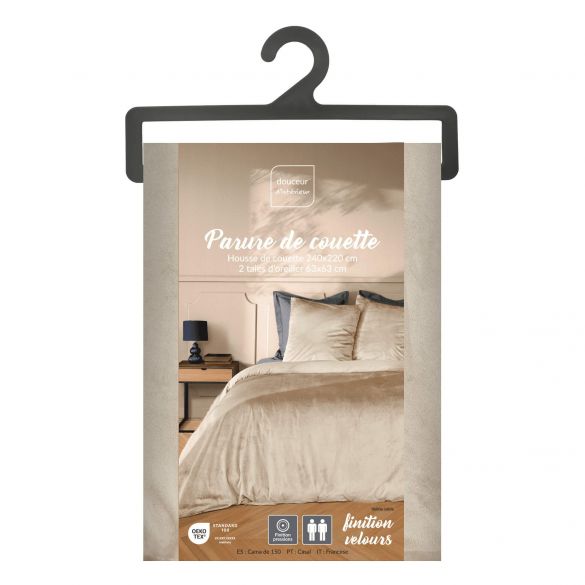 Housse de couette - 220x240 cm + taies - Velours sable