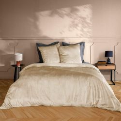 Housse de couette - 220x240 cm + taies - Velours sable