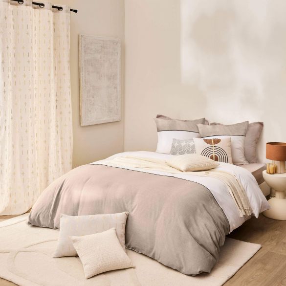 Housse de couette 220x240 cm + taies - 57 fils - Coton tissé