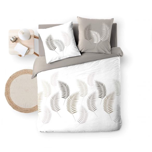 Housse de couette - 220x240 cm + taies - 57 fils - Feuillage 