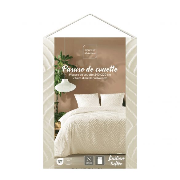 Housse de couette - 220x240 cm + taies - Uni tuftée ivoire