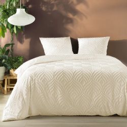 Housse de couette - 220x240 cm + taies - Uni tuftée ivoire