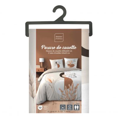 Housse de couette - 220x240 cm + taies - Graphique floral