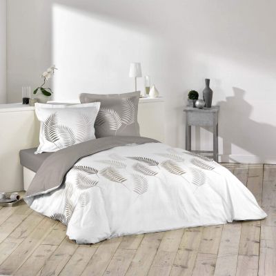 Housse de couette - 260x240 cm + taies - 57 fils - Feuillage 