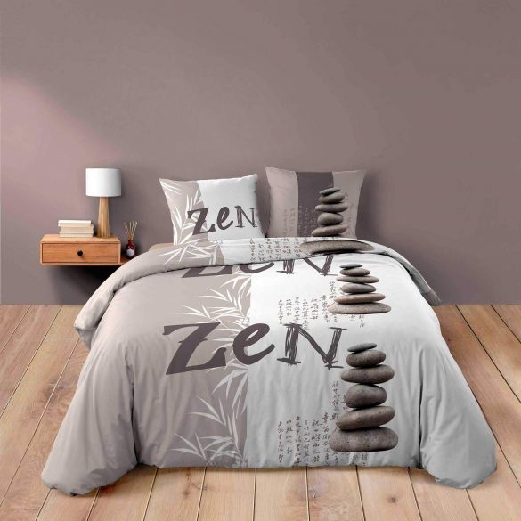 Housse de couette - 220 x 240 cm + taies - Galets zen Housse de couette - 220 x 240 cm + taies - Galets zen