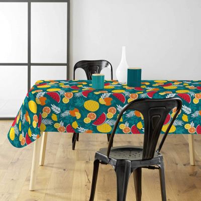 TOILE CIREE Rlx 1.40mx20m PVC IMPRIME ANANAS BLEU