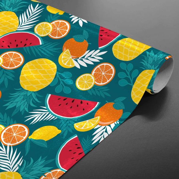 TOILE CIREE Rlx 1.40mx20m PVC IMPRIME ANANAS BLEU