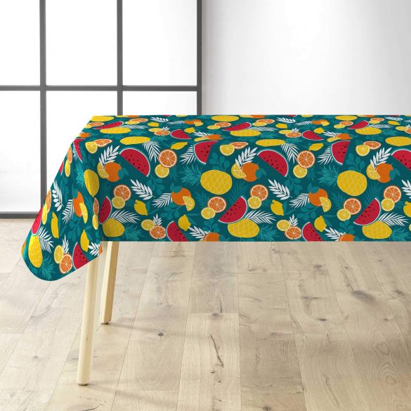 TOILE CIREE Rlx 1.40mx20m PVC IMPRIME ANANAS BLEU