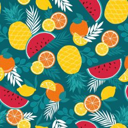 TOILE CIREE Rlx 1.40mx20m PVC IMPRIME ANANAS BLEU