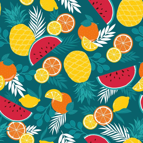 TOILE CIREE Rlx 1.40mx20m PVC IMPRIME ANANAS BLEU