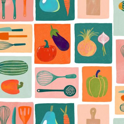 TOILE CIREE Rlx 1.40mx20m PVC IMPRIME MINESTRONE MULTICO