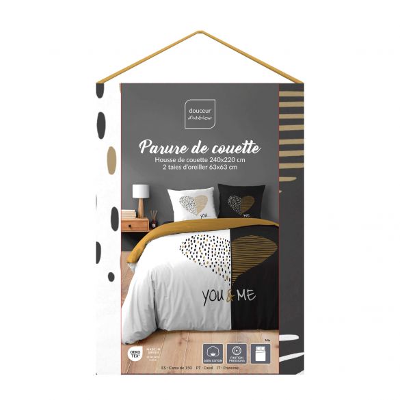 Housse de couette 240x220 cm + taies - 42 fils - Dessin Miu