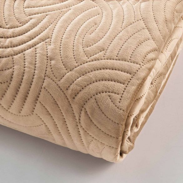 Couvre lit matelassé - 240x260 cm - Effet velours - Uni Solange