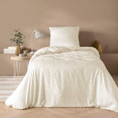 Housse de couette - 140 x 200 cm + taie - Uni tuftée beige