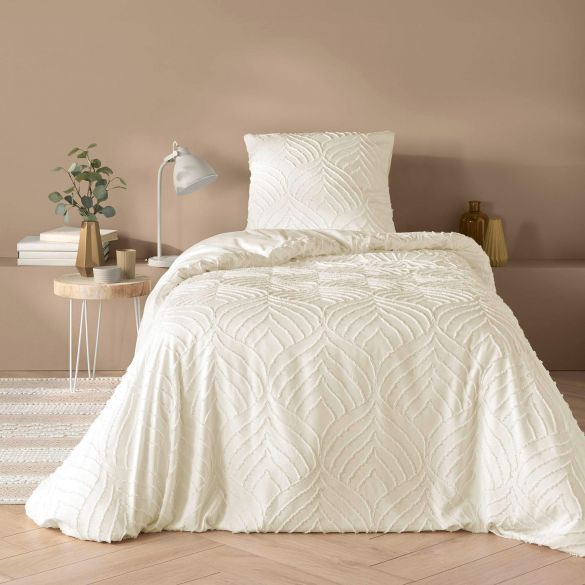 Housse de couette - 140 x 200 cm + taie - Uni tuftée beige