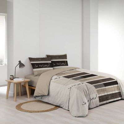 Housse de couette - 200 x 200 cm + taies - Bambou - Choco