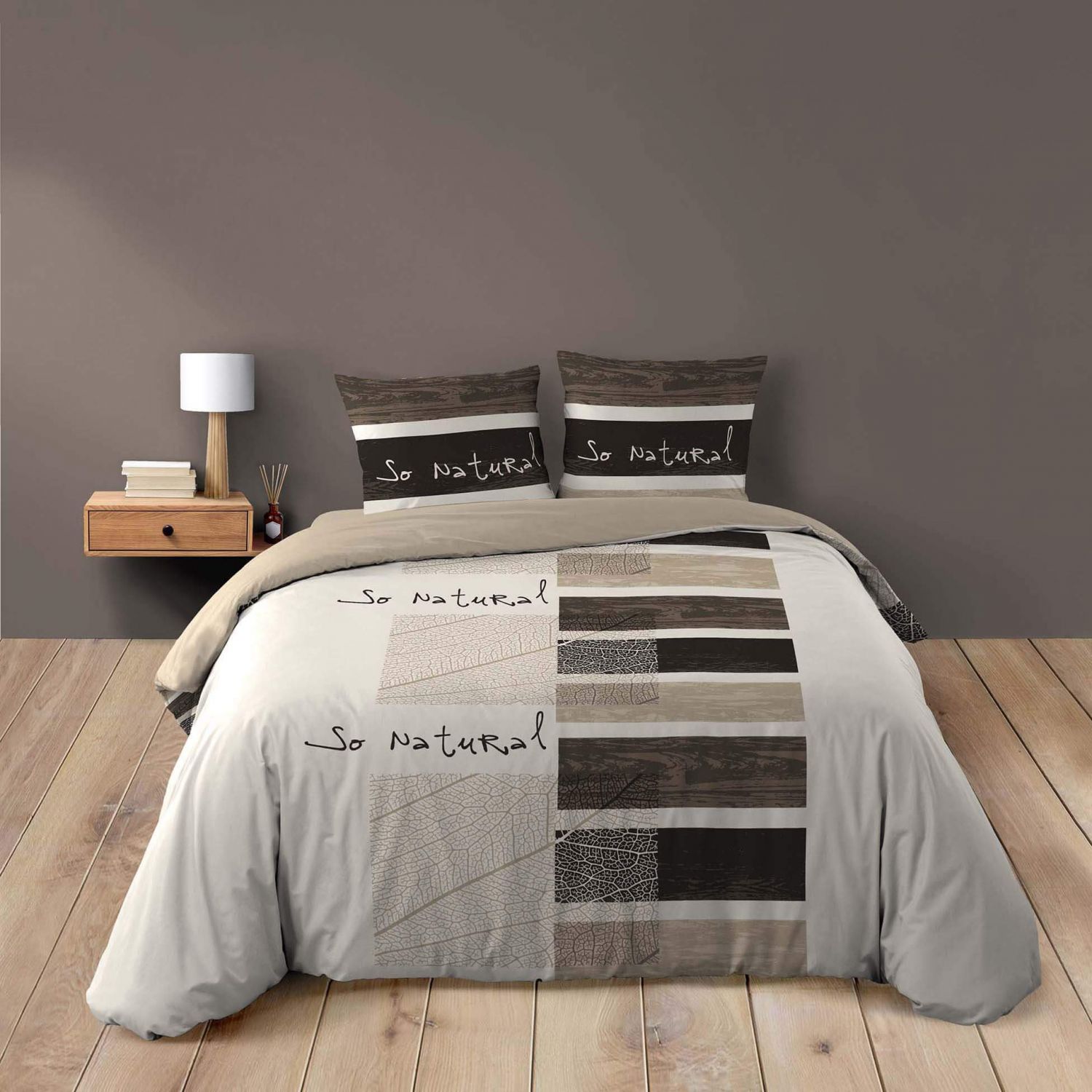Housse de couette - 240 x 260 cm + taies - Bambou - Choco