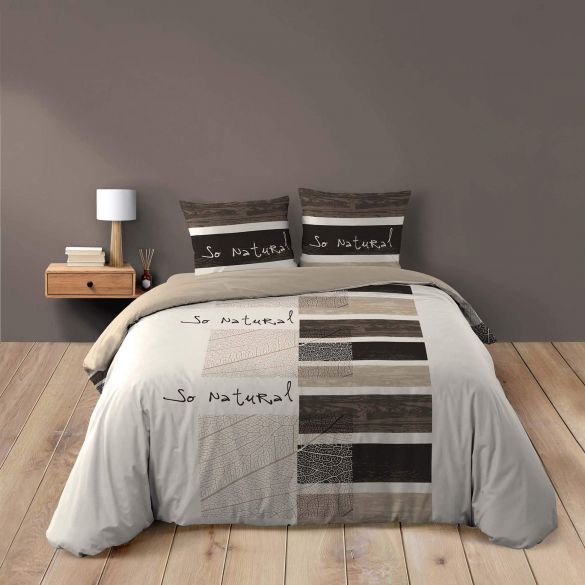 Housse de couette - 240 x 260 cm + taies - Bambou - Choco