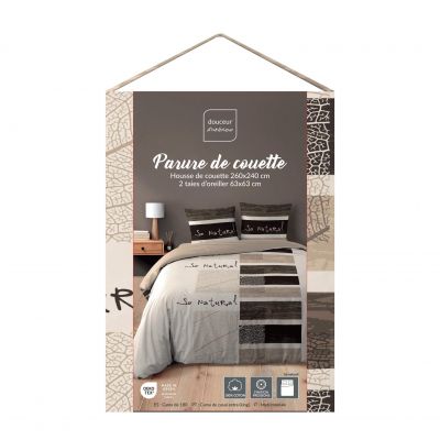 Housse de couette - 240 x 260 cm + taies - Bambou - Choco