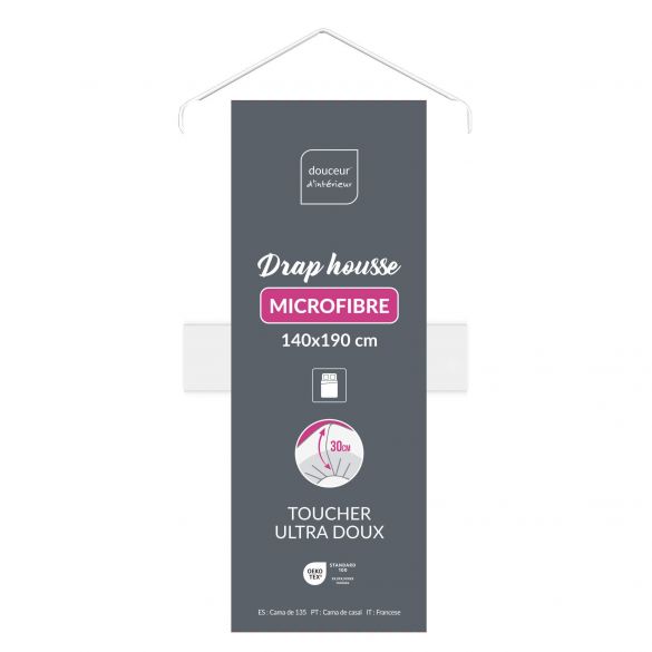 Drap housse 140x190 cm - Microfibre - Bonnet 30 cm