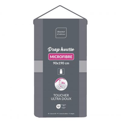 Drap housse 90x190 cm - Microfibre - Bonnet 30 cm