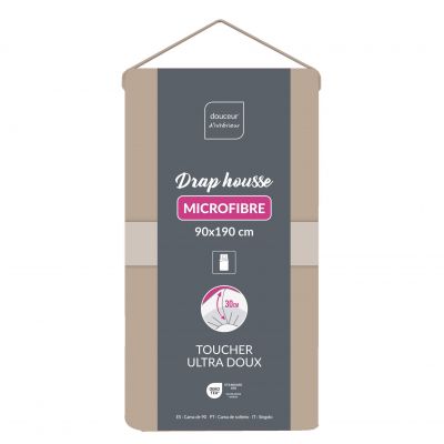 Drap housse 90x190 cm - Microfibre - Bonnet 30 cm
