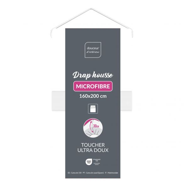 Drap housse 160x200 cm - Microfibre - Bonnet 30 cm